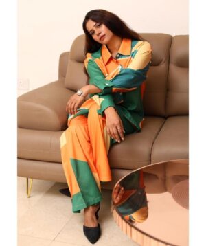 Elegant Printed Co-ord Set for Women – Shirt & Trouser Combo