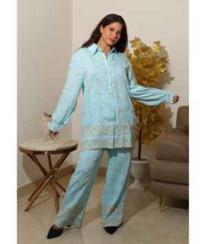 Sky Blue Ethnic Printed