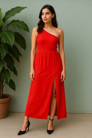 red side slit dress