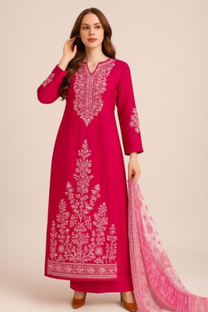 Elegant Red Chikankari Kurta