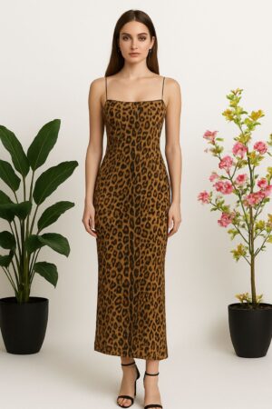 leapord sequins work dress