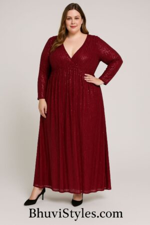 Red Sequins Party Gown for Women – Elegant Evening and Party Wear Dress