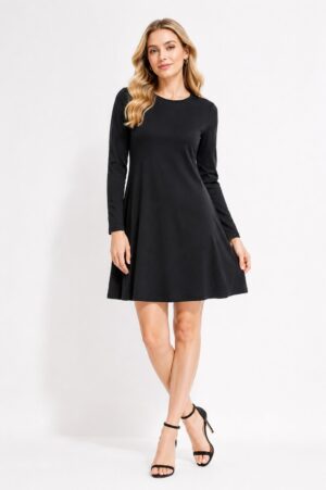 Pure Cotton Black Dress Above Knee